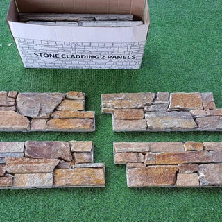 Autumn Gold Stone Cladding Z Tiles Clad Panels Cement Backing £67.28/m2