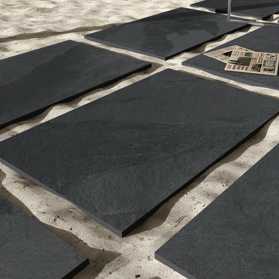 Brazilian Black Slate Porcelain Paving Slabs 900x600x20mm £23.69/m2