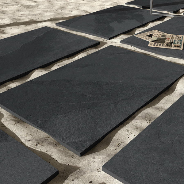 Brazilian Black Slate Porcelain Paving Slabs 900x600 Stone Paving Direct