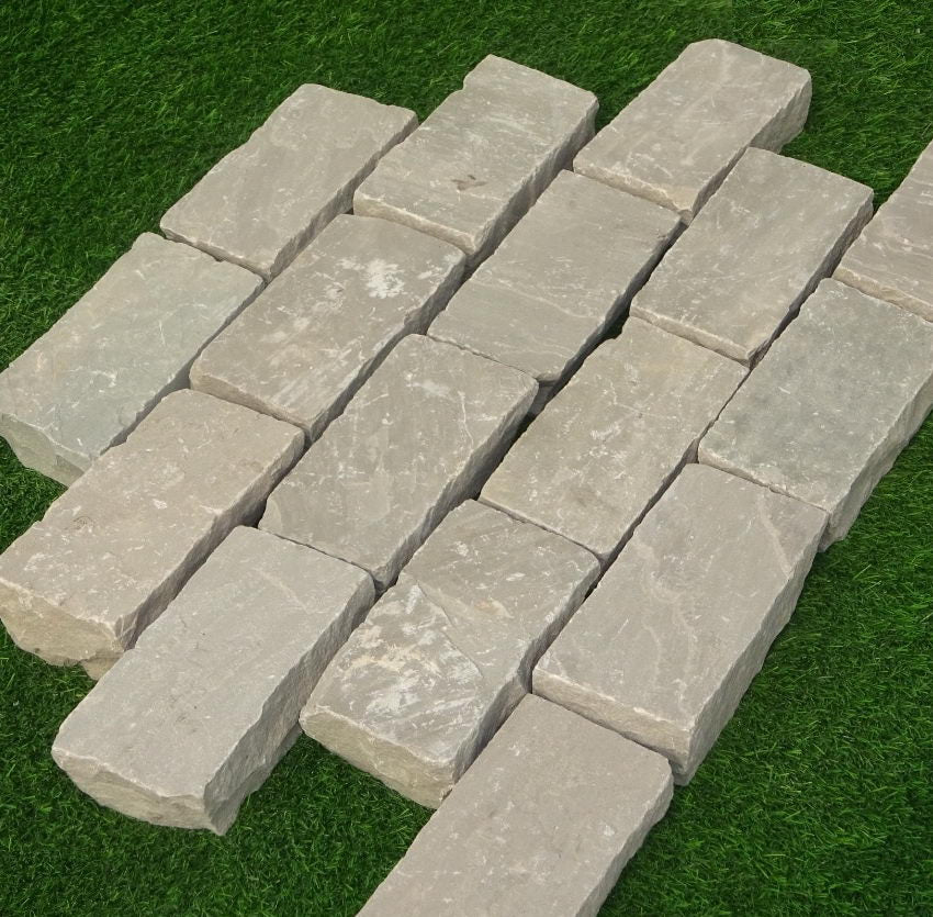 Kandla Grey Indian Sandstone Setts & Cobbles 200 x 100 x 50mm, £46.19/m2