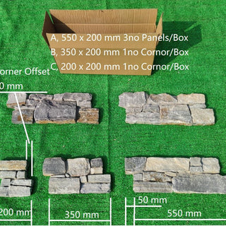 Nordic Stone Cladding Blue Grey Quartz Z Tiles Clad Panels 550 x 200, £63.99/m2