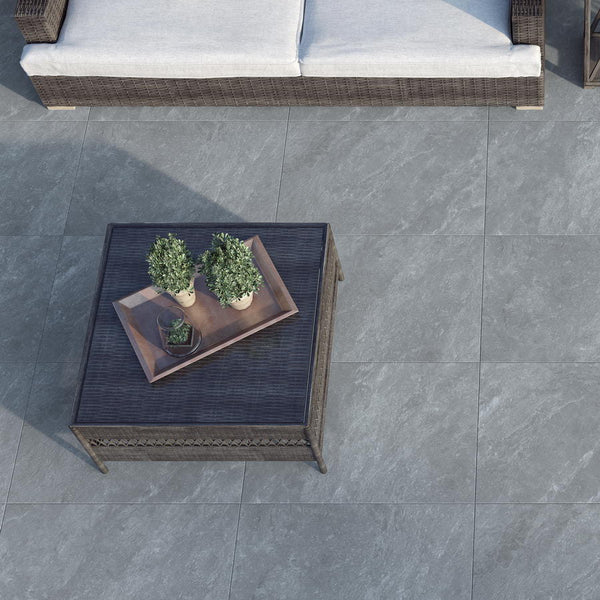 Brownhill Dark Grey Porcelain Paving Slabs 900 x 600 Stone Paving Direct