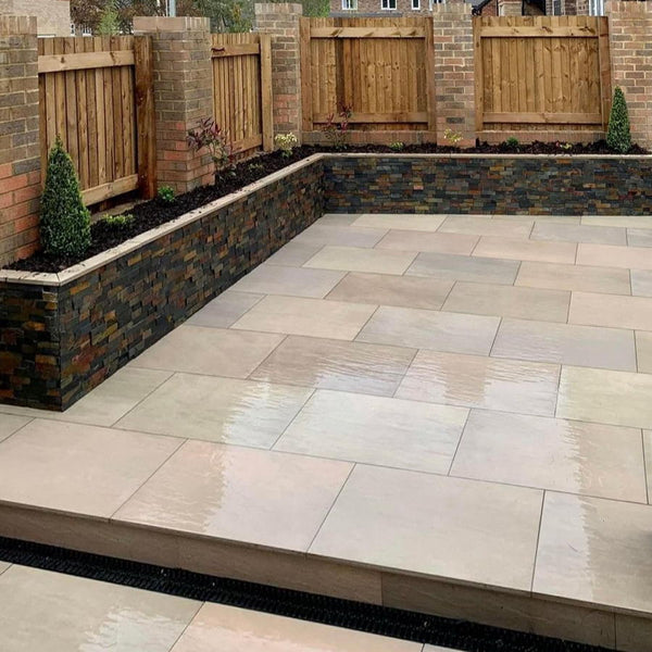 Raj Green Porcelain Paving Slabs 900 x 600 Stone Paving Direct
