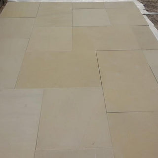 Beige Smooth Indian Sandstone Paving, Mint Fossil Honed & Sawn 600x600 £25.29/m2