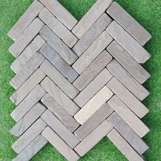Kandla Grey Sandstone Tumbled Pavers 200x50x40mm, £53.99/m2