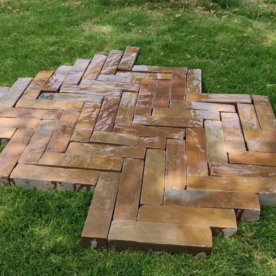 Raj Green Sandstone Tumbled Pavers 200x50x40mm, £53.99/m2