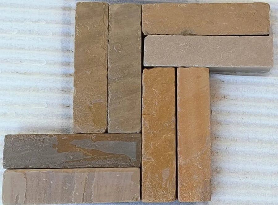 Raj Green Sandstone Tumbled Pavers 200x50x40mm, £53.99/m2