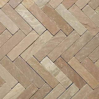 Raj Green Sandstone Tumbled Pavers 200x50x40mm, £53.99/m2