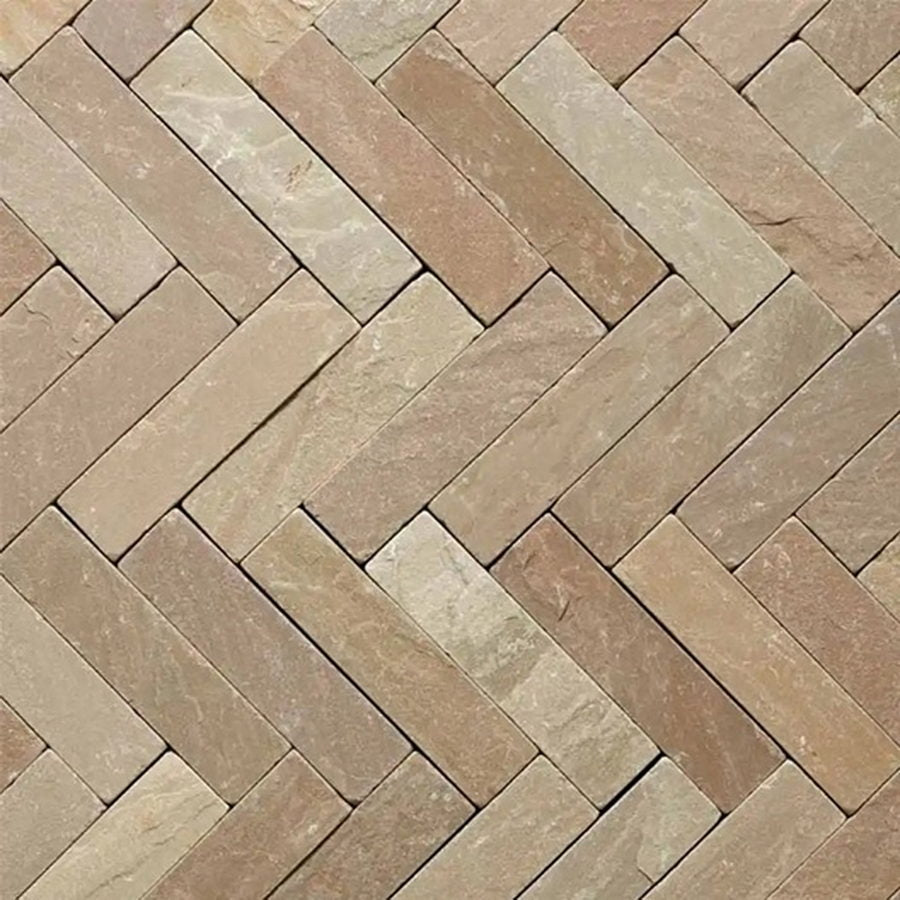 Raj Green Sandstone Tumbled Pavers 200x50x40mm, £53.99/m2