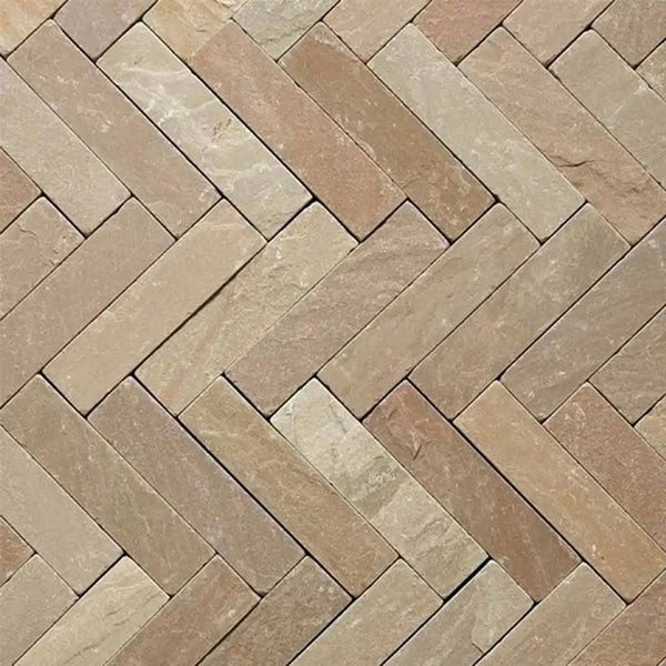 Raj Green Sandstone Tumbled Pavers 200x50x40mm, £53.99/m2 | Stone ...
