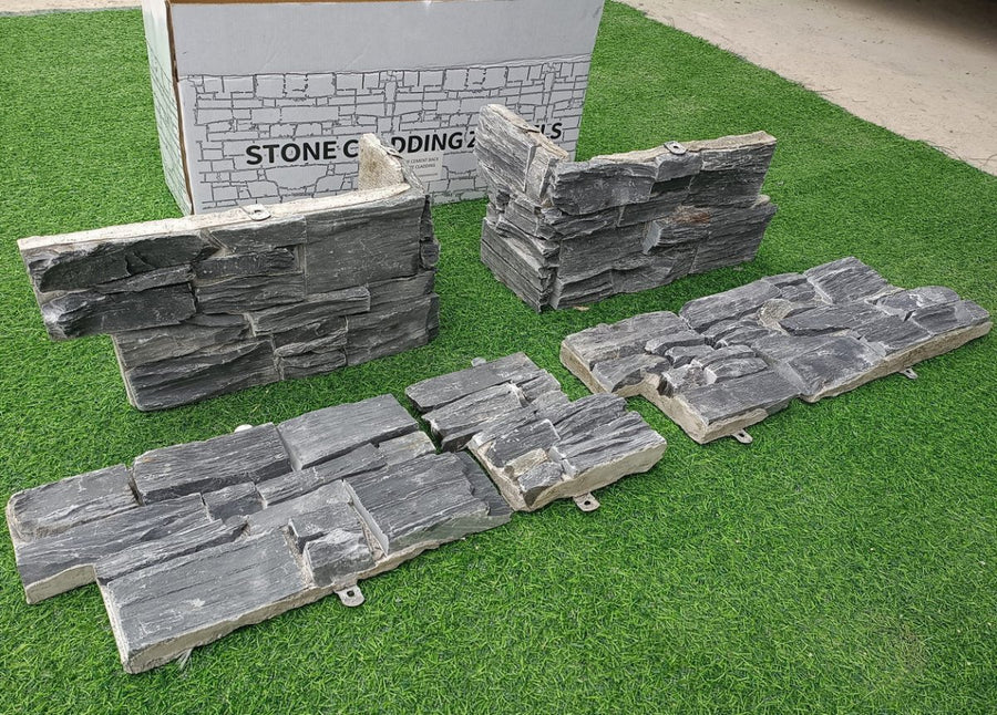 Stone Backing Black Stone Cladding Z Panels 550x200 with Cement Backing | Stone ...