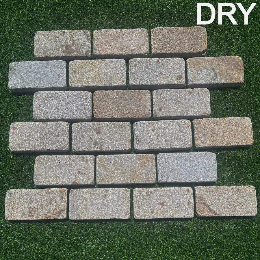 Yellow Gold Granite Tumbled Setts 200x100x50mm From £55.69/m2