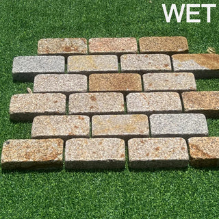 Yellow Gold Granite Tumbled Setts 200x100x50mm From £55.69/m2