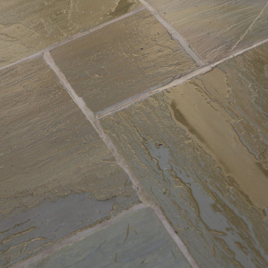 Raj Green Indian Sandstone Paving Slabs 900x600 22mm Calibrated £23.16/m2