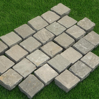 Kandla Grey Indian Sandstone Setts & Cobbles 100 x 100 x 50mm, £40.29/m2