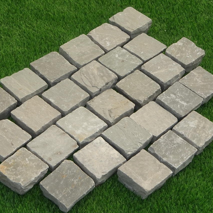 Kandla Grey Sandstone Setts & Cobbles 100 x 100 x 50mm, £40.29/m2