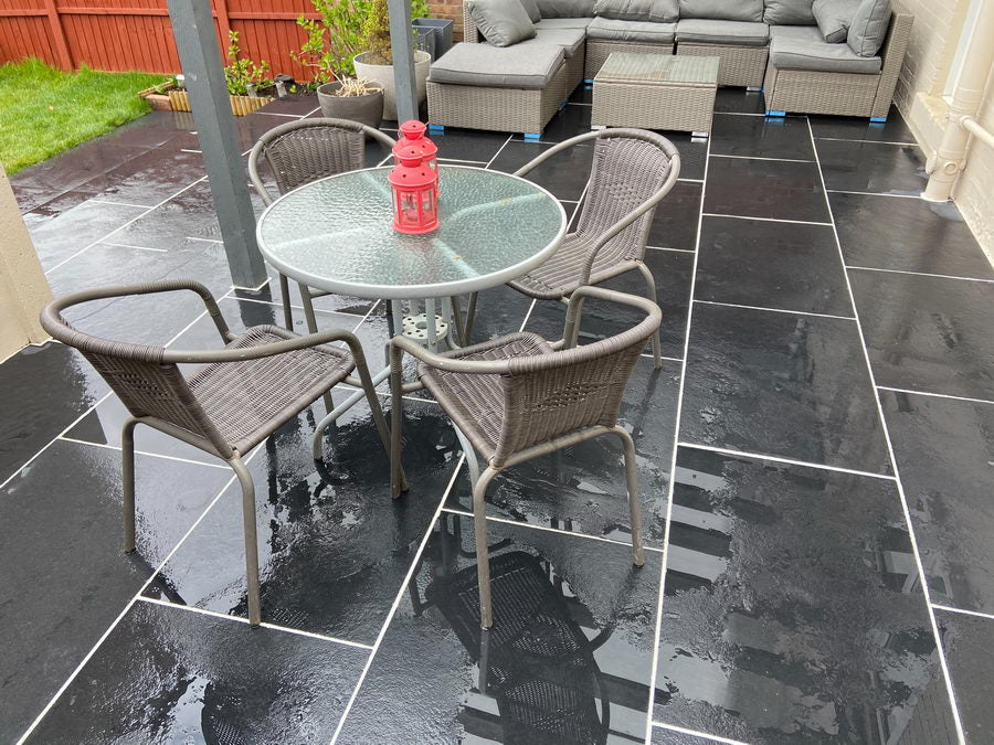 Black Limestone Paving Slabs, Midnight Sawn Edge 900 x 600 22mm, £22.15/m2