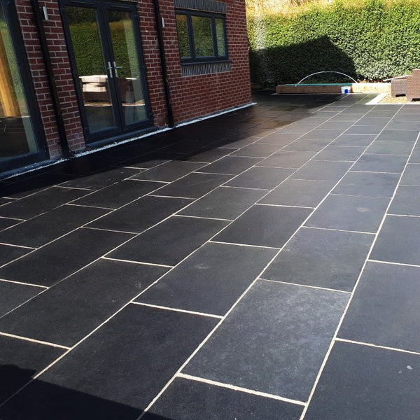 Black Limestone Paving Slabs, Midnight 900 x 600 Stone Paving Direct