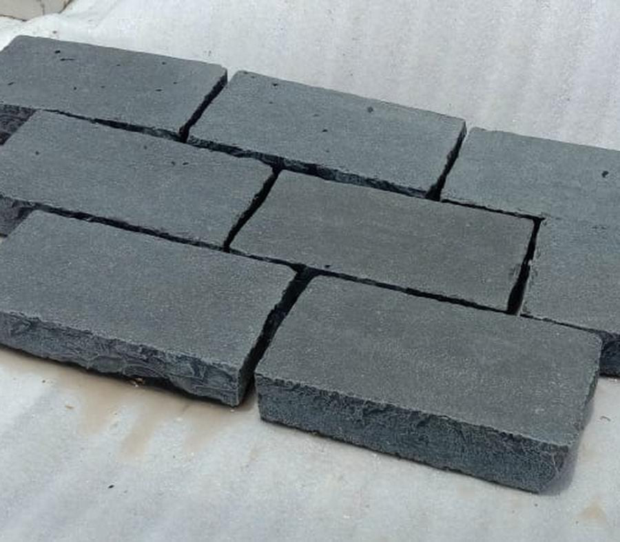 Kadapha Block Paving, Black Limestone Setts & Cobbles 200x100x50 £47.27/m2