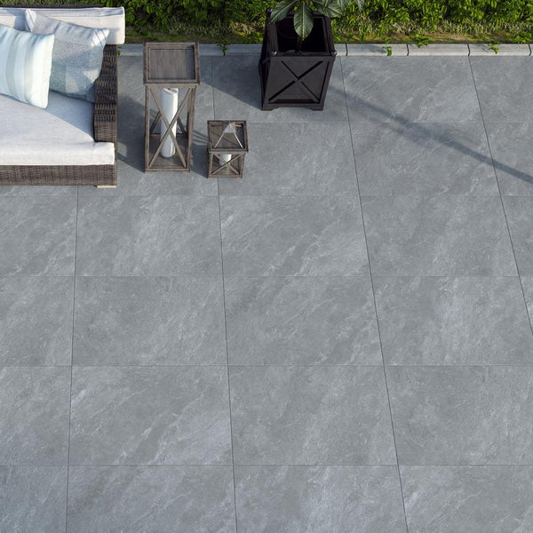 Brownhill Dark Grey Porcelain Paving Slabs 900 x 600 Stone Paving Direct