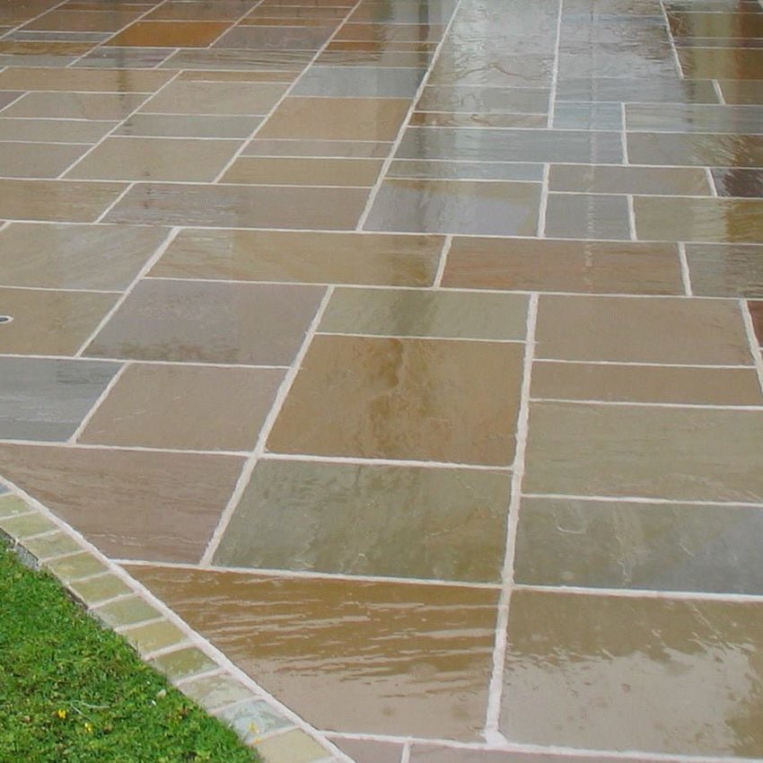 Raj Green Indian Sandstone Paving Slabs 900x600 22mm Calibrated £23.16/m2
