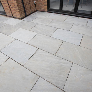 Kandla Grey Sandstone Paving Slabs, Light Grey 900x600 22mm £23.99/m2