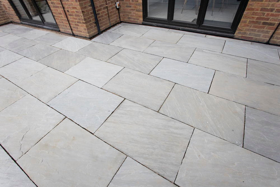 Kandla Grey Indian Sandstone Paving Slabs, Light Grey 900x600 22mm £22.95/m2