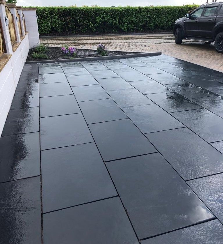 Black Limestone Paving Slabs, Midnight Sawn Edge 900 x 600 22mm, £23.69/m2