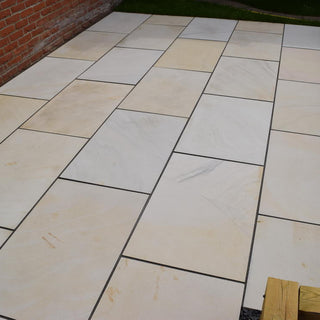 Smooth Mint Fossil Sandstone Paving, Honed & Sawn 900x600 £24.59/m2