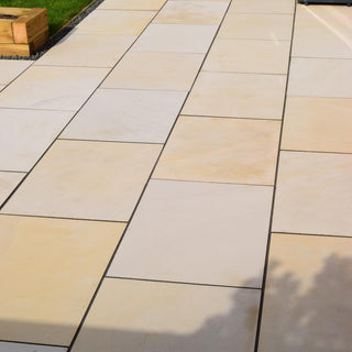 Beige Smooth Indian Sandstone Paving, Mint Fossil Honed & Sawn 600x600 £25.29/m2