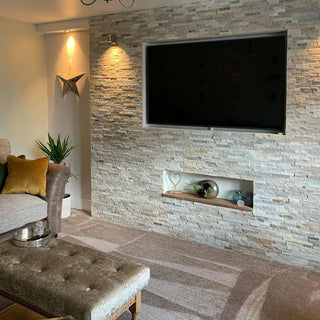 Oyster Quartz Split Face Tiles, Stone Cladding 360x100 £27.29/m2