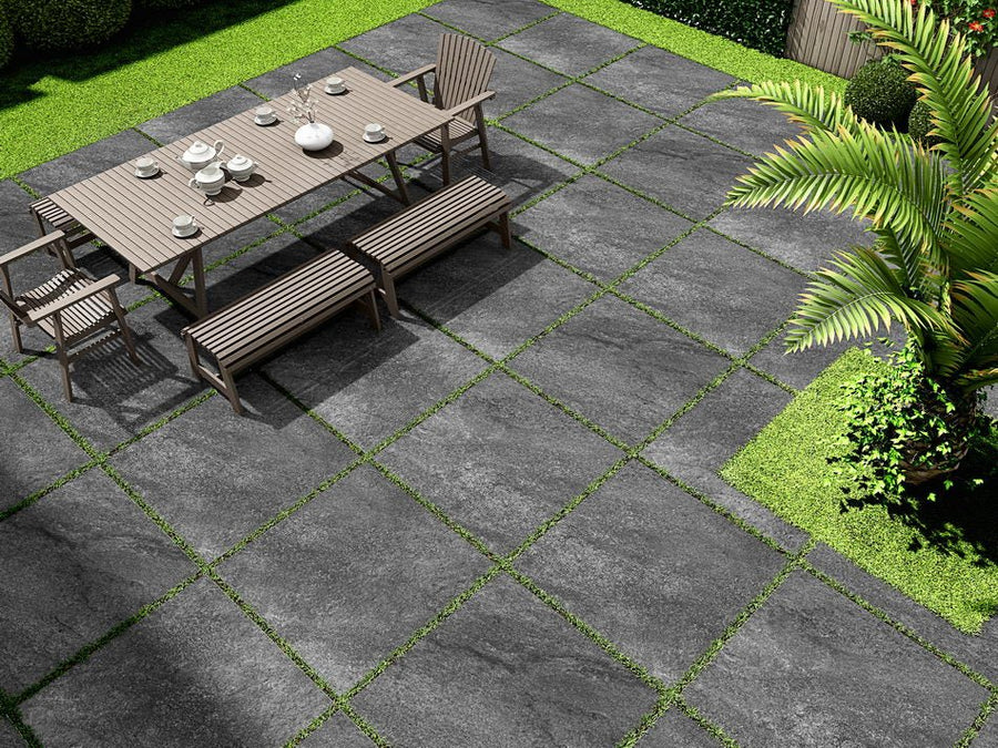 Hammer Nero Black Porcelain Paving Slabs 600x600x20mm £28.99/m2