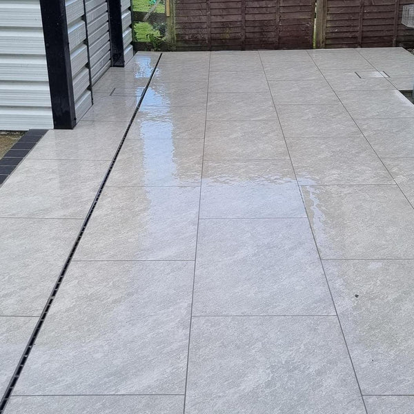 Quartz Grey Porcelain Paving Slabs 900 x 600 Stone Paving Direct