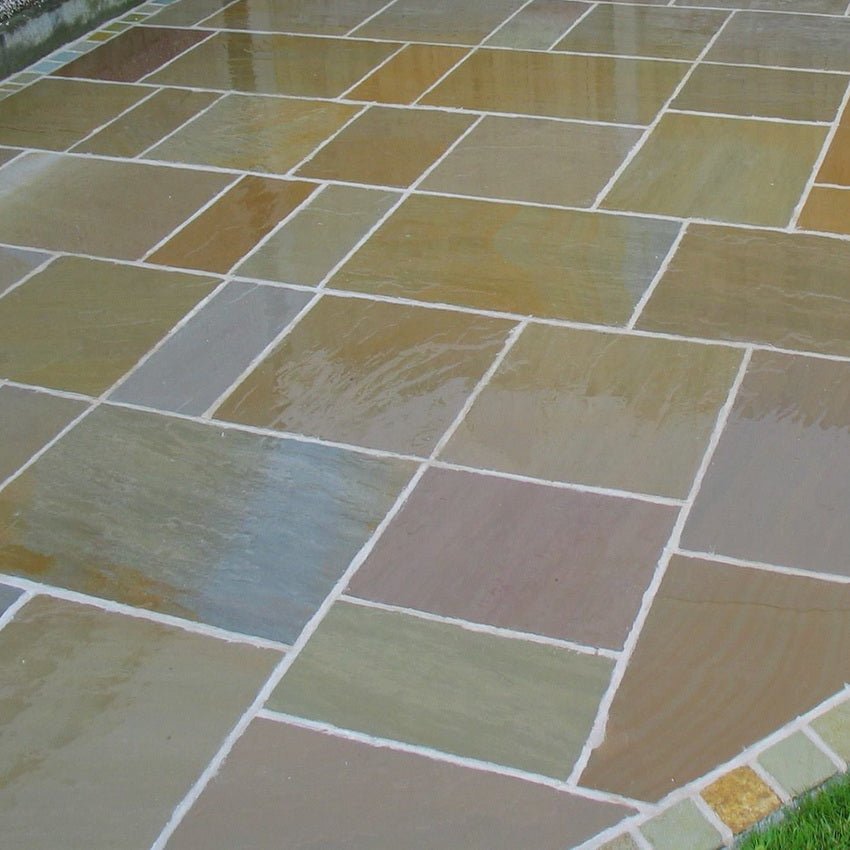 Indian Stone Raj Raj Green Indian Sandstone Paving Slabs 900x600 22mm | Stone Paving Direct
