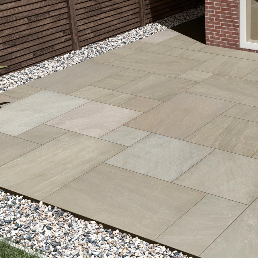 Raj Green Outdoor Porcelain Tiles 900 x 600 | Stone Paving Direct