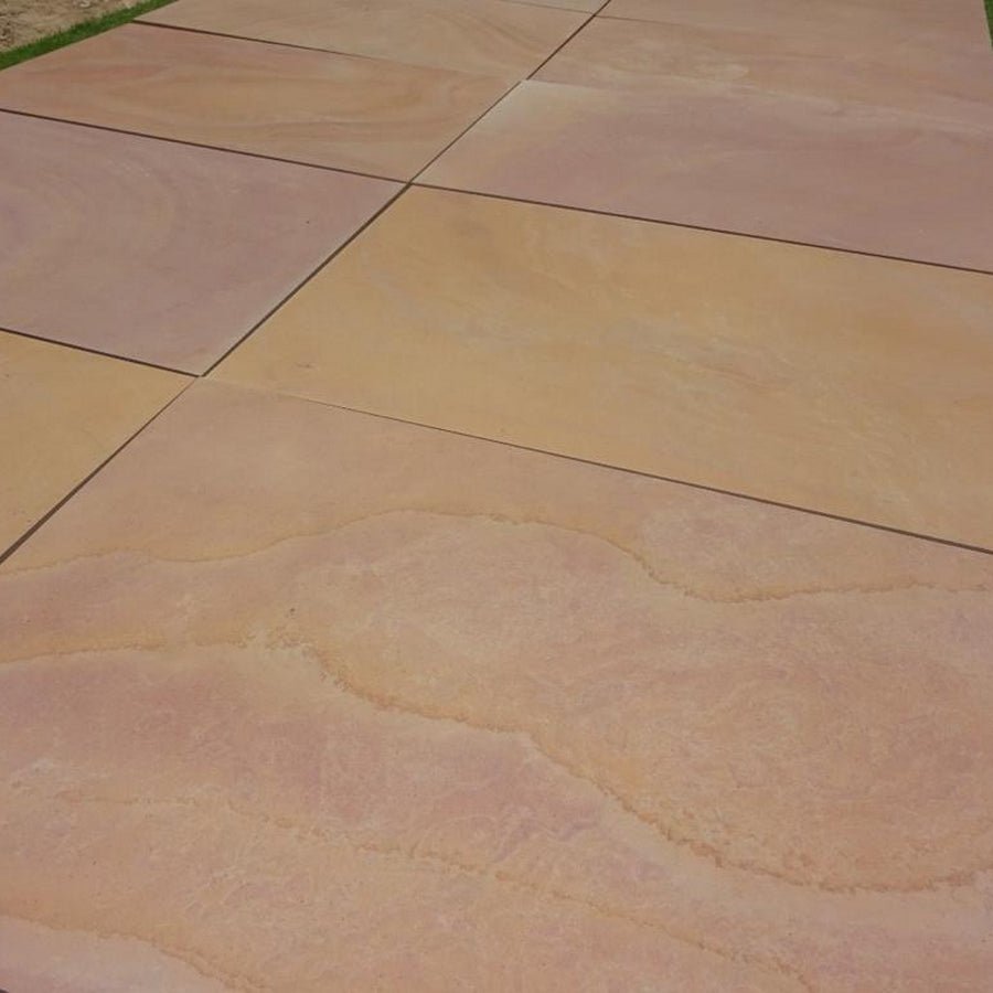 Smooth Rippon Buff Sandstone Paving, Honed & Sawn 900x600 £22.69/m2