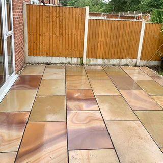 Smooth Rippon Buff Sandstone Paving, Honed & Sawn 900x600 £22.69/m2