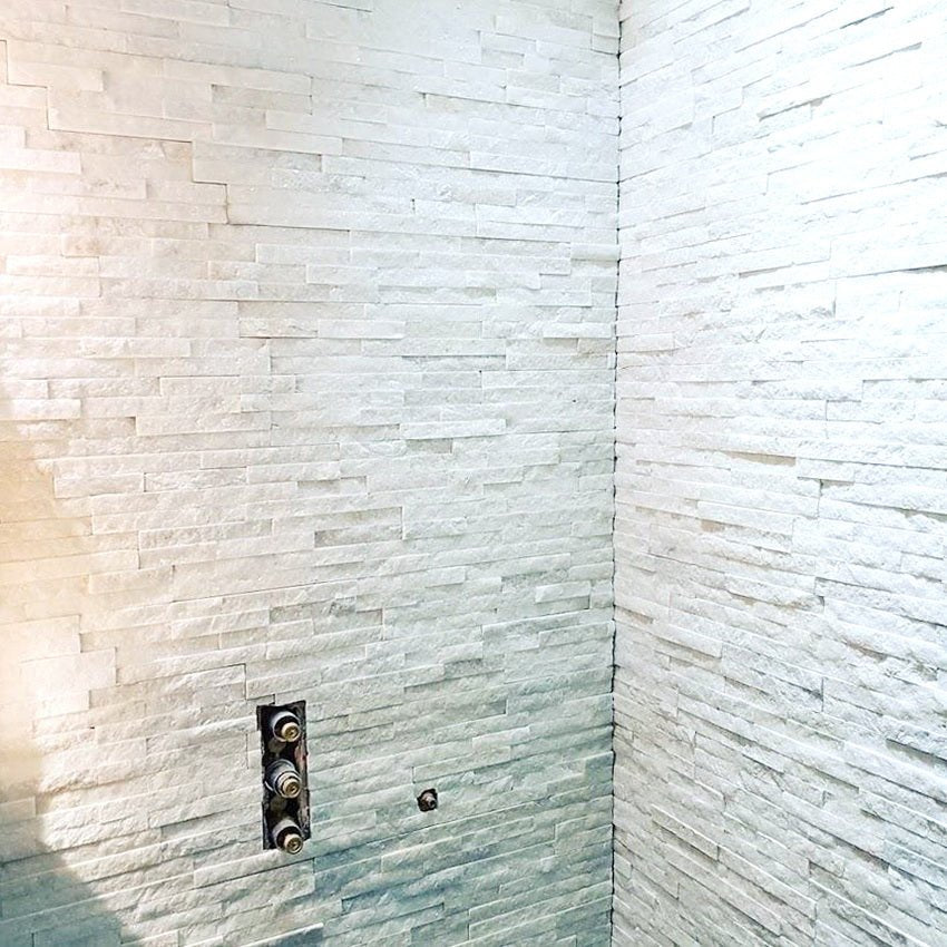 White Quartz Sparkle Split Face Tiles, Stone Cladding 360x100 £31.19/m2