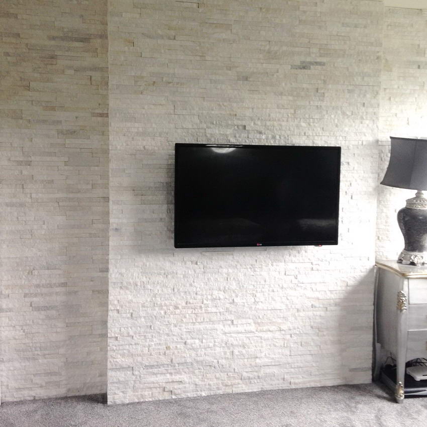 White Quartz Sparkle Split Face Tiles, Stone Cladding 360x100 £31.19/m2